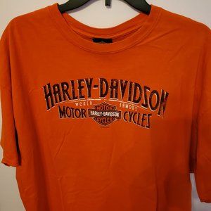 Harley Davidson Orange short sleeve T-shirt 100% cotton Size 2X.